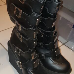 Amazon Black Multi-Buckle Platform Boots